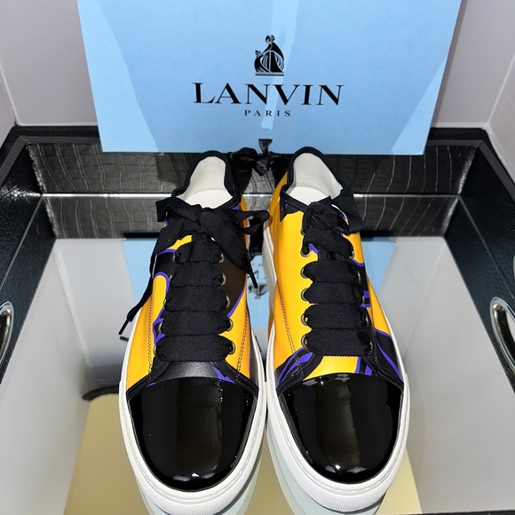 🎉🥂 HP 🥂🎉 LANVIN CAP-TOE LEATHER SNEAKERS - Picture 5 of 11